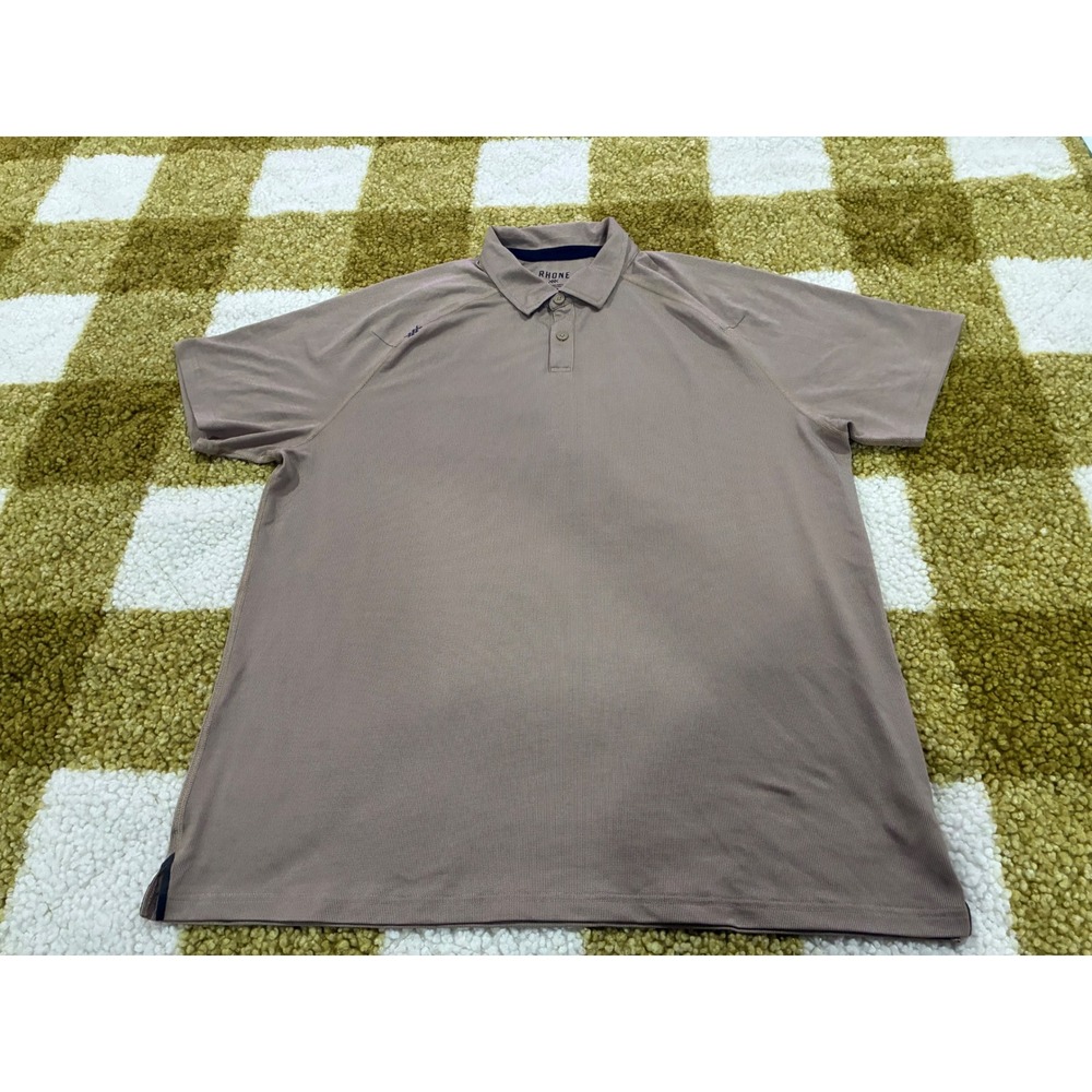 Rhone Delta Pique Polo Shirt Mens XL Taupe Brown Short Sleeve Golf 101346